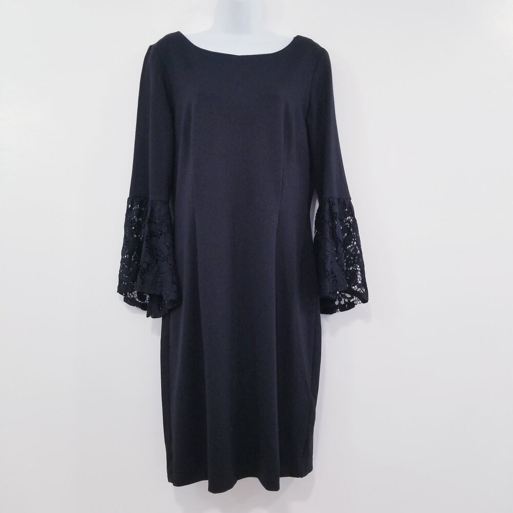 NANETTE Nanette Lepore Black Bell Sleeves Sheath Dress